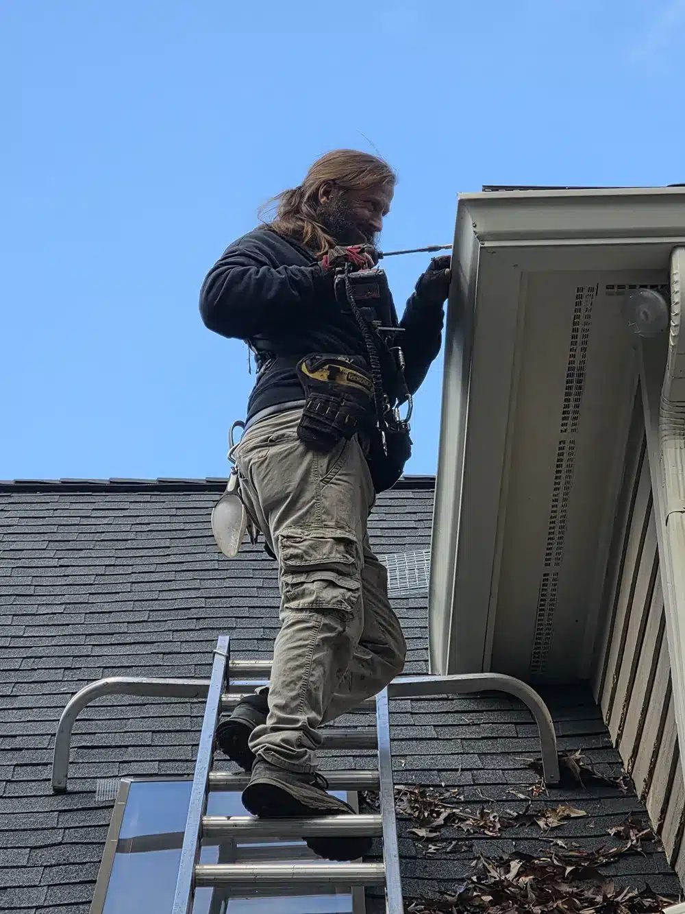 installing squirrel exclusion on roof line